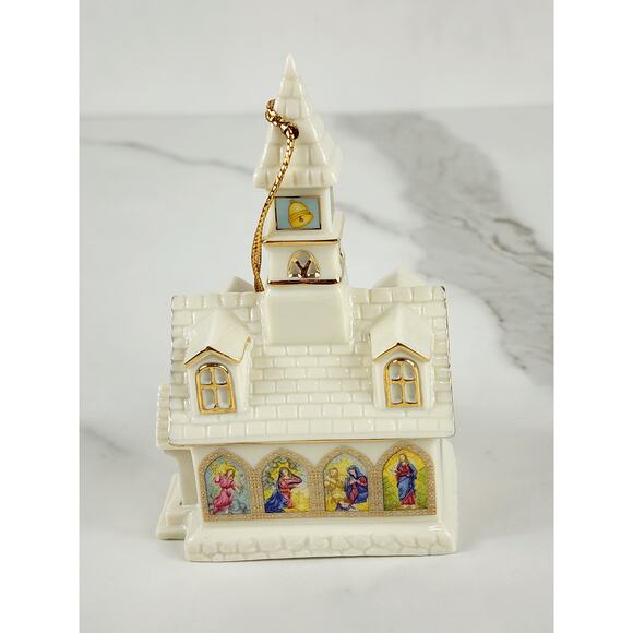 Lenox Church Berkshire Chapel Ornament 4 1/4" Ivory Porcelain 1999 Handcrafted - Picture 5 of 16
